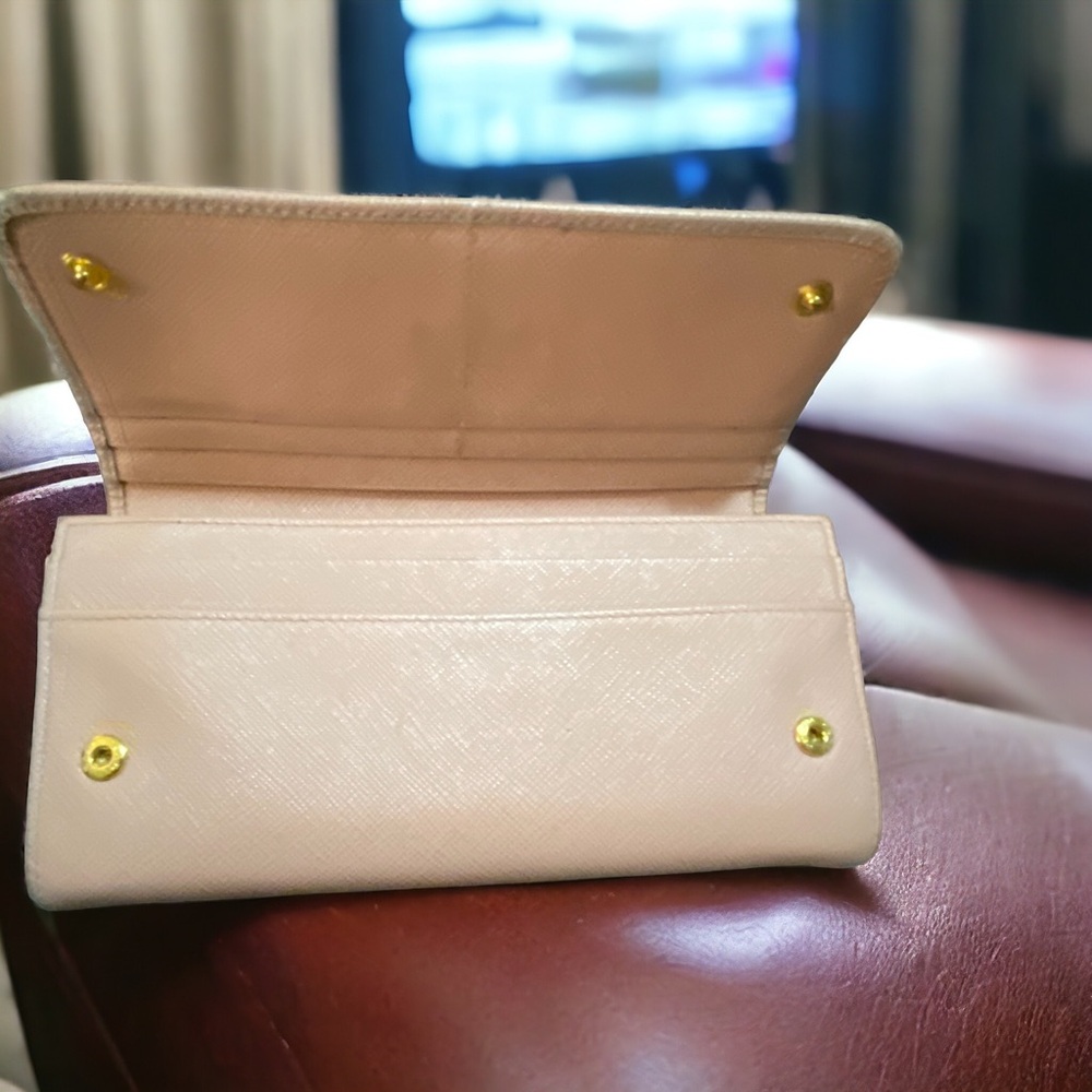 🔴🔴Prada Saffiano Light Pink Leather double snap Long Wallet/Clutch - Picture 4 of 11